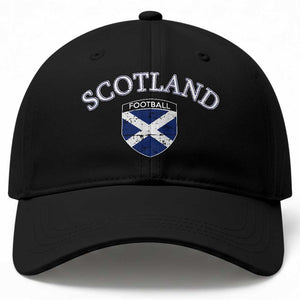 Scotland Football Distressed Shield Saltire Flag Baseball Cap Game Day Sports Soccer Fans