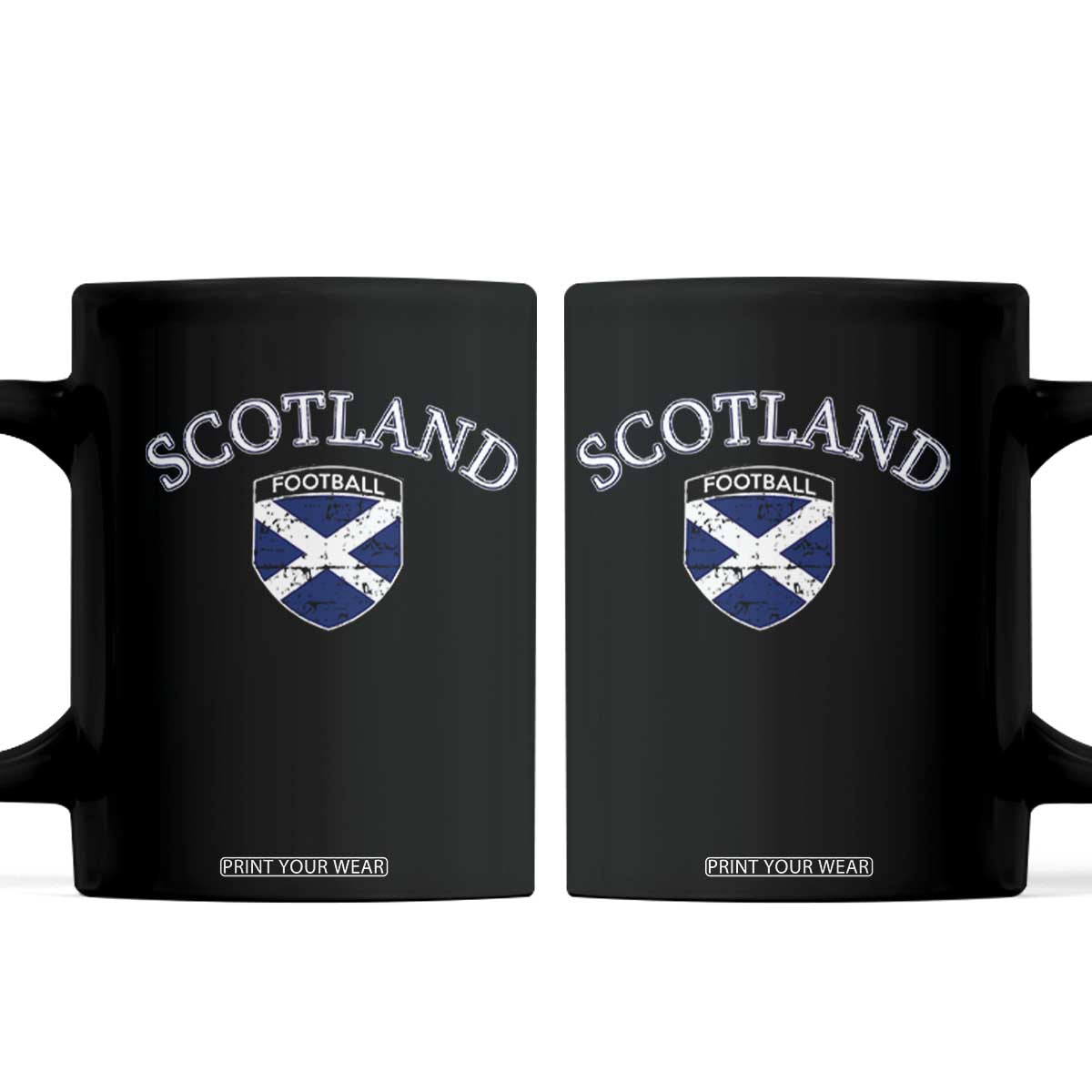Scotland Football Distressed Shield Saltire Flag Coffee Mug Game Day Sports Soccer Fans