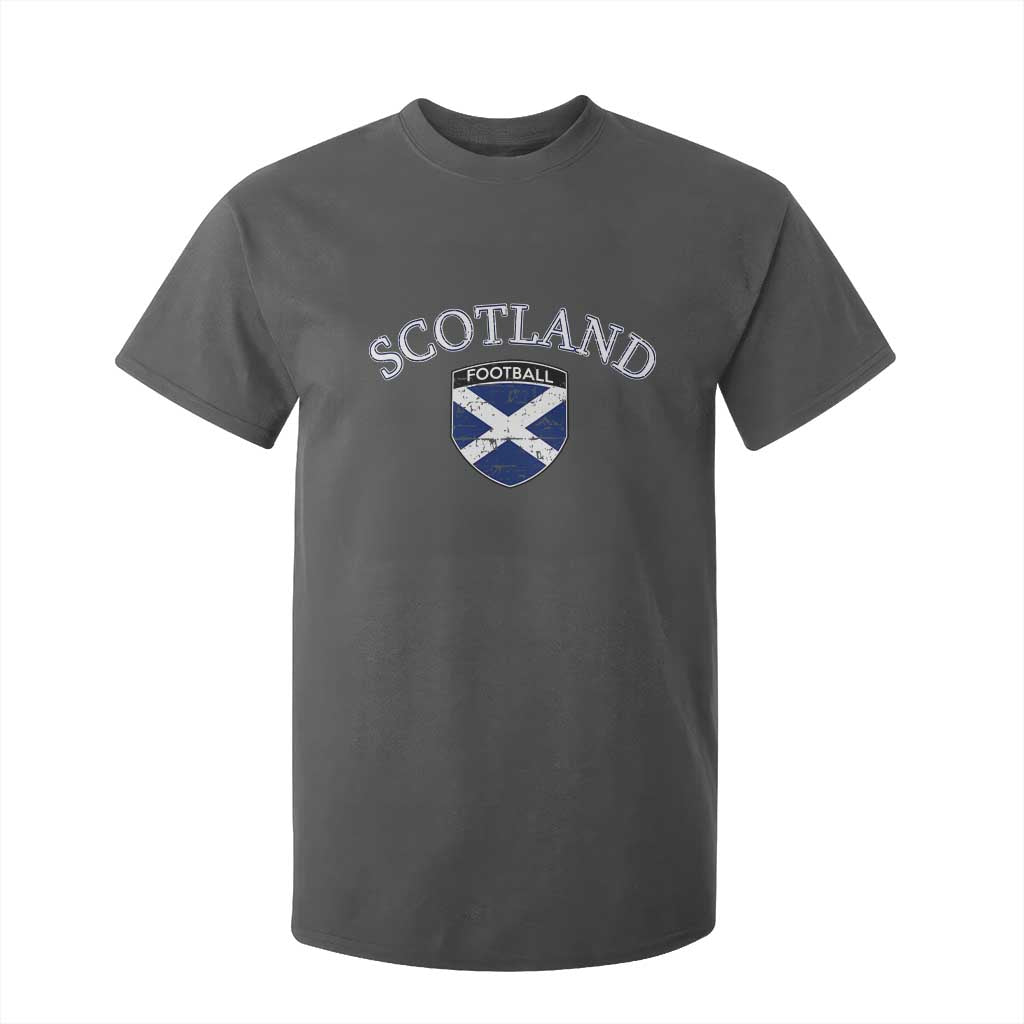 Scotland Football Distressed Shield Saltire Flag T Shirt For Kid Game Day Sports Soccer Fans