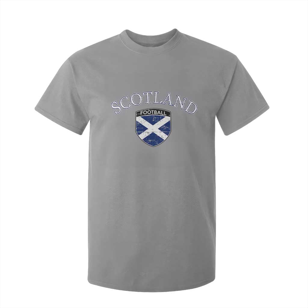 Scotland Football Distressed Shield Saltire Flag T Shirt For Kid Game Day Sports Soccer Fans