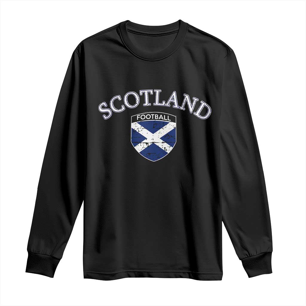 Scotland Football Distressed Shield Saltire Flag Long Sleeve Shirt Game Day Sports Soccer Fans