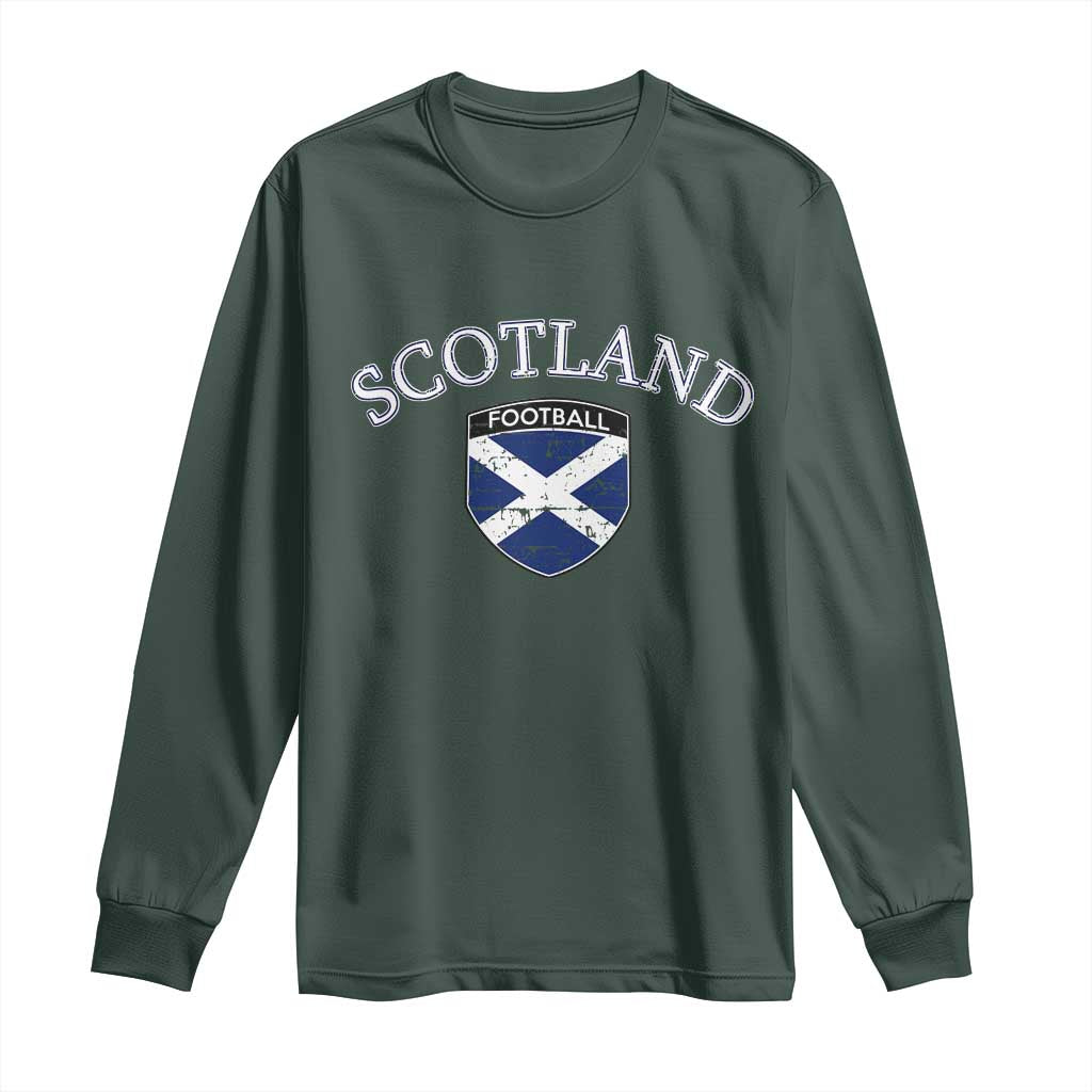 Scotland Football Distressed Shield Saltire Flag Long Sleeve Shirt Game Day Sports Soccer Fans