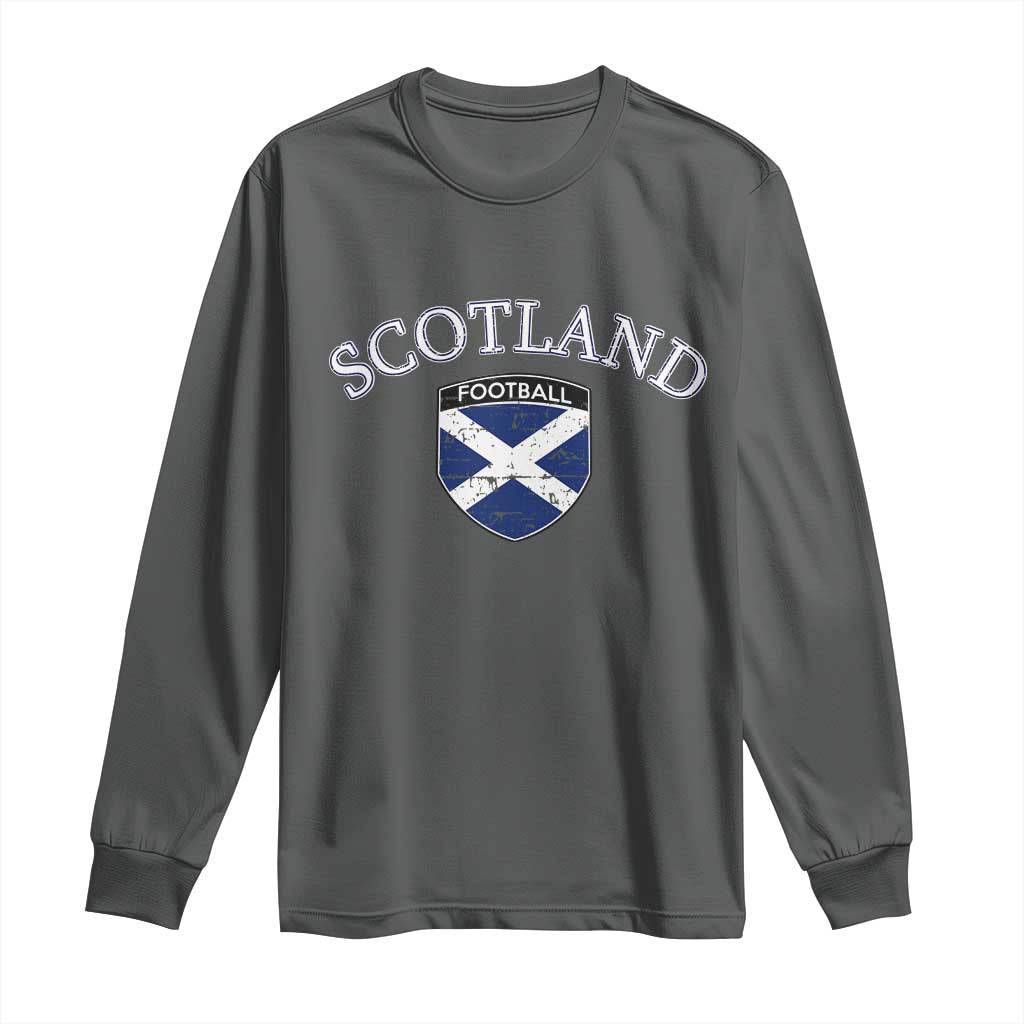 Scotland Football Distressed Shield Saltire Flag Long Sleeve Shirt Game Day Sports Soccer Fans