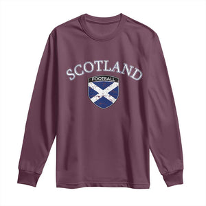 Scotland Football Distressed Shield Saltire Flag Long Sleeve Shirt Game Day Sports Soccer Fans
