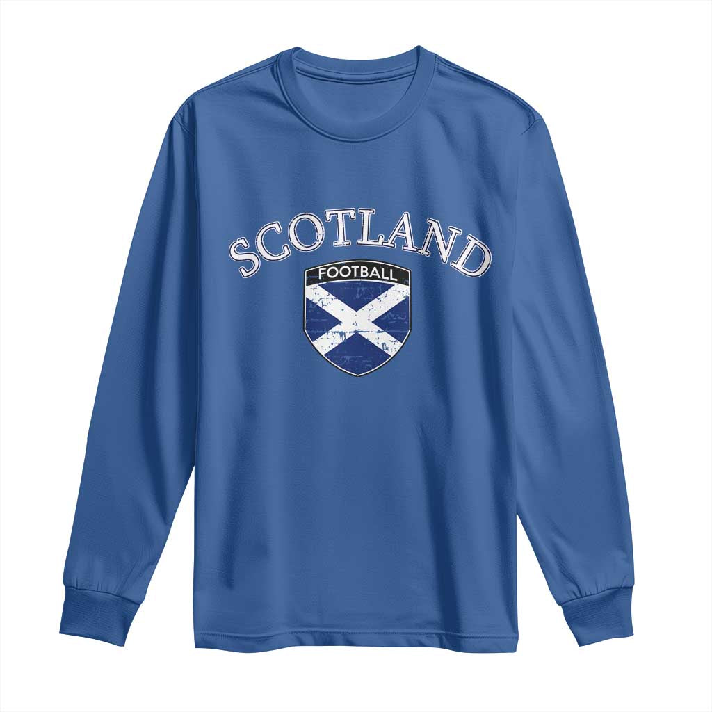 Scotland Football Distressed Shield Saltire Flag Long Sleeve Shirt Game Day Sports Soccer Fans