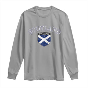 Scotland Football Distressed Shield Saltire Flag Long Sleeve Shirt Game Day Sports Soccer Fans