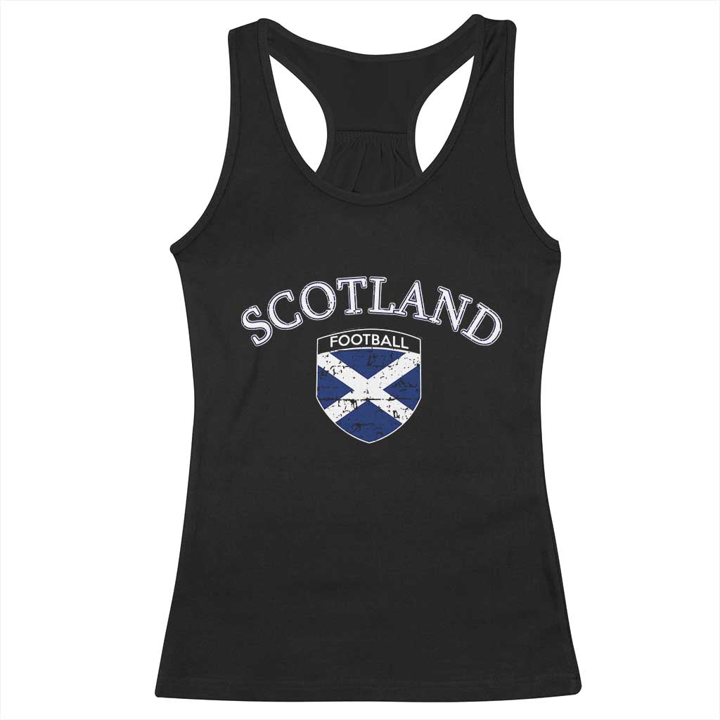 Scotland Football Distressed Shield Saltire Flag Racerback Tank Top Game Day Sports Soccer Fans