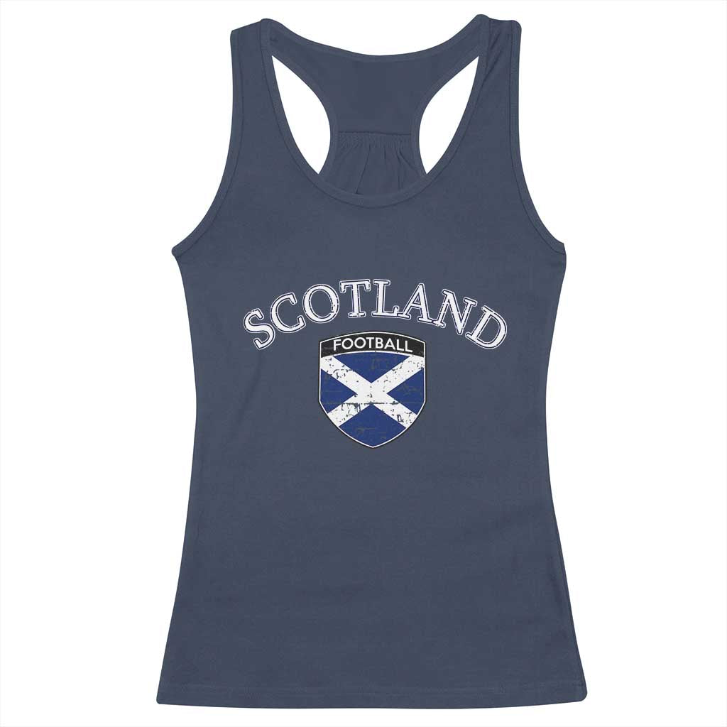 Scotland Football Distressed Shield Saltire Flag Racerback Tank Top Game Day Sports Soccer Fans