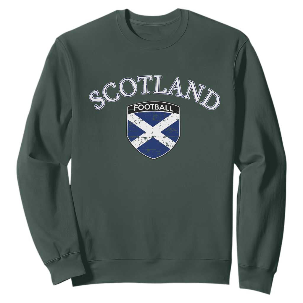 Scotland Football Distressed Shield Saltire Flag Sweatshirt Game Day Sports Soccer Fans