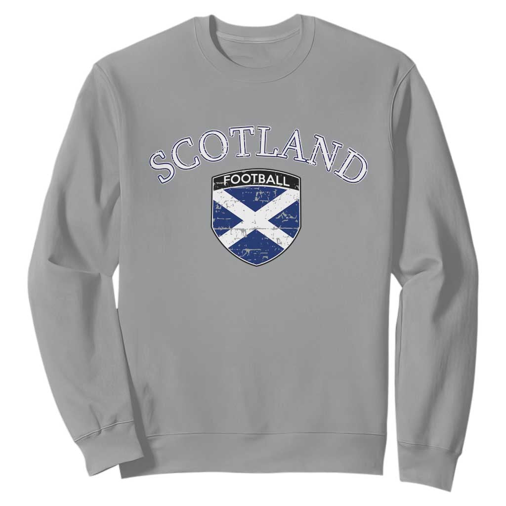 Scotland Football Distressed Shield Saltire Flag Sweatshirt Game Day Sports Soccer Fans