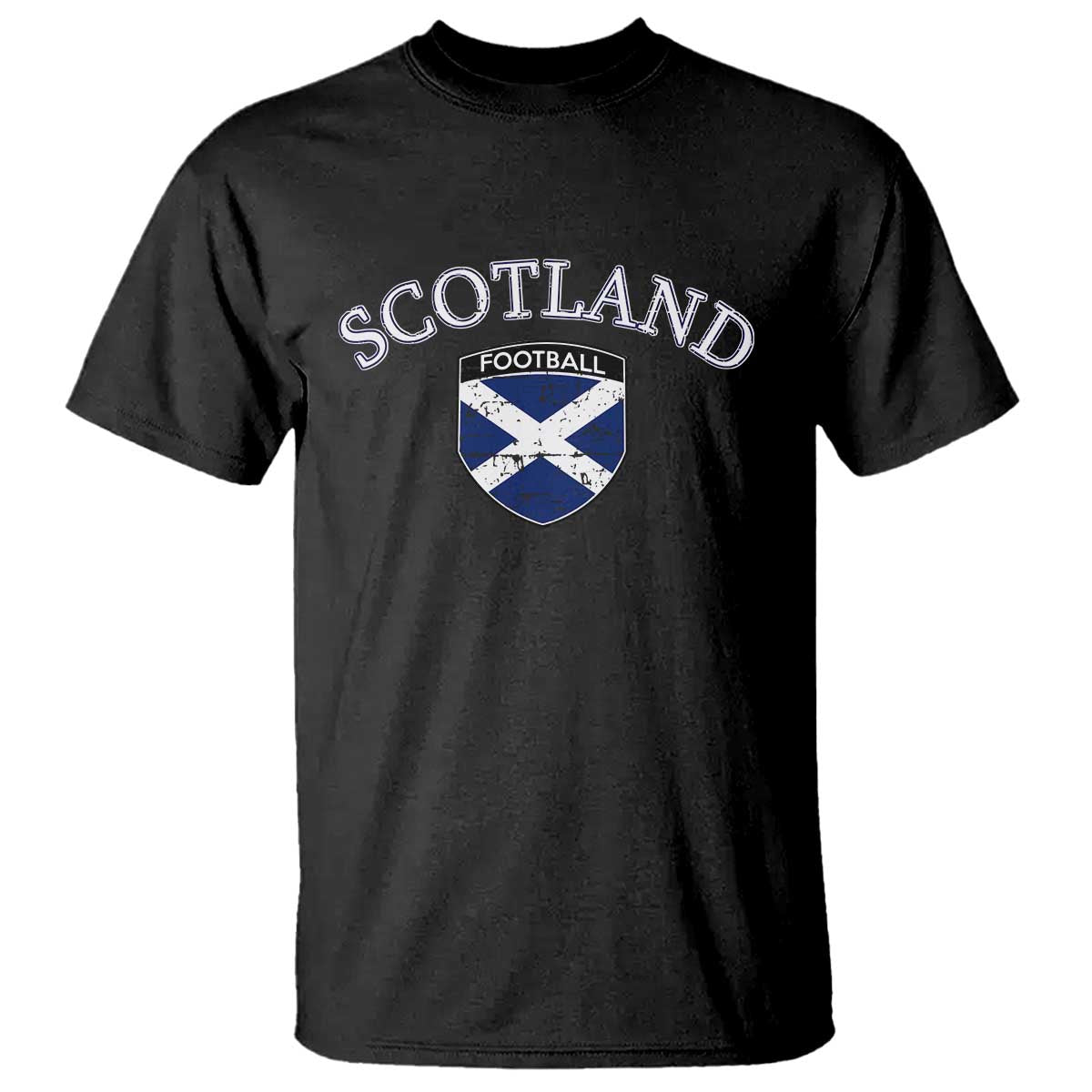 Scotland Football Distressed Shield Saltire Flag T Shirt Game Day Sports Soccer Fans