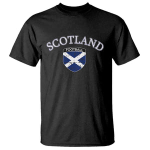 Scotland Football Distressed Shield Saltire Flag T Shirt Game Day Sports Soccer Fans