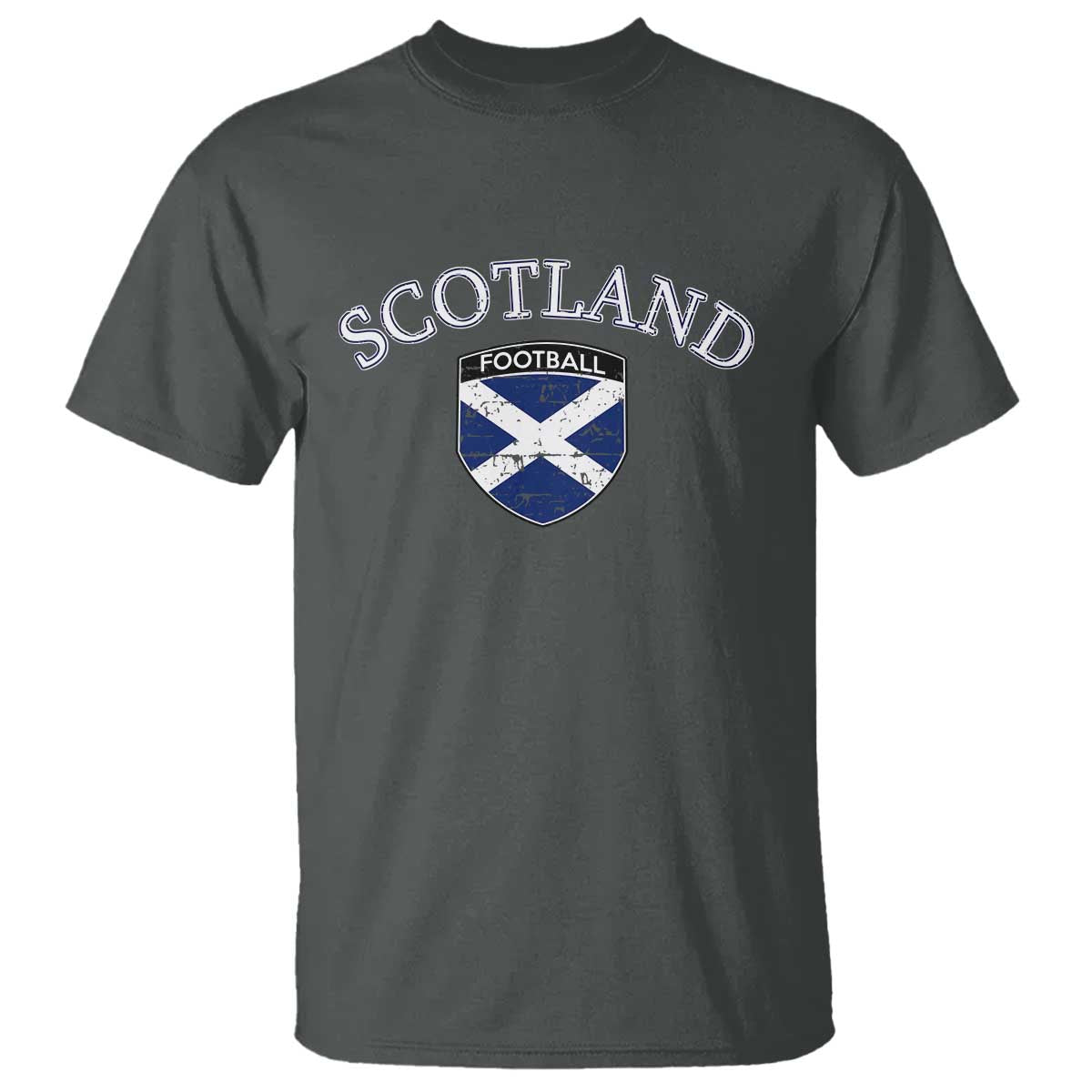 Scotland Football Distressed Shield Saltire Flag T Shirt Game Day Sports Soccer Fans