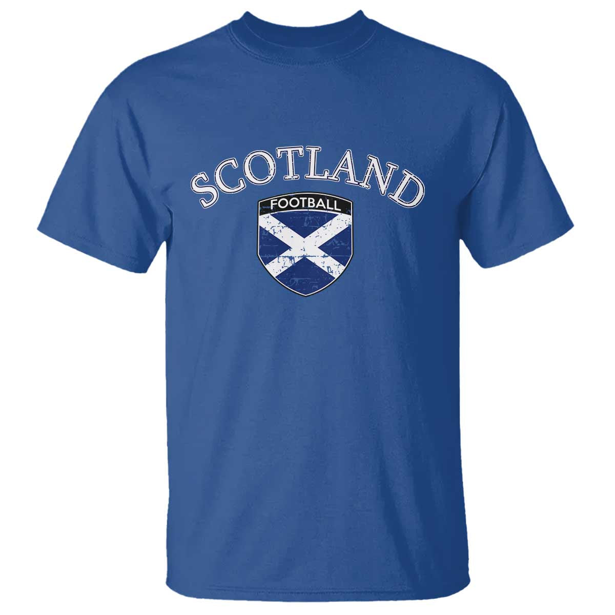 Scotland Football Distressed Shield Saltire Flag T Shirt Game Day Sports Soccer Fans