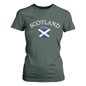 Scotland Football Distressed Shield Saltire Flag T Shirt For Women Game Day Sports Soccer Fans