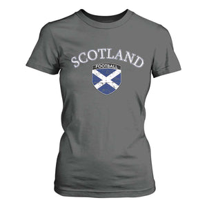 Scotland Football Distressed Shield Saltire Flag T Shirt For Women Game Day Sports Soccer Fans