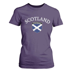Scotland Football Distressed Shield Saltire Flag T Shirt For Women Game Day Sports Soccer Fans