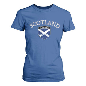 Scotland Football Distressed Shield Saltire Flag T Shirt For Women Game Day Sports Soccer Fans