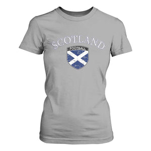 Scotland Football Distressed Shield Saltire Flag T Shirt For Women Game Day Sports Soccer Fans