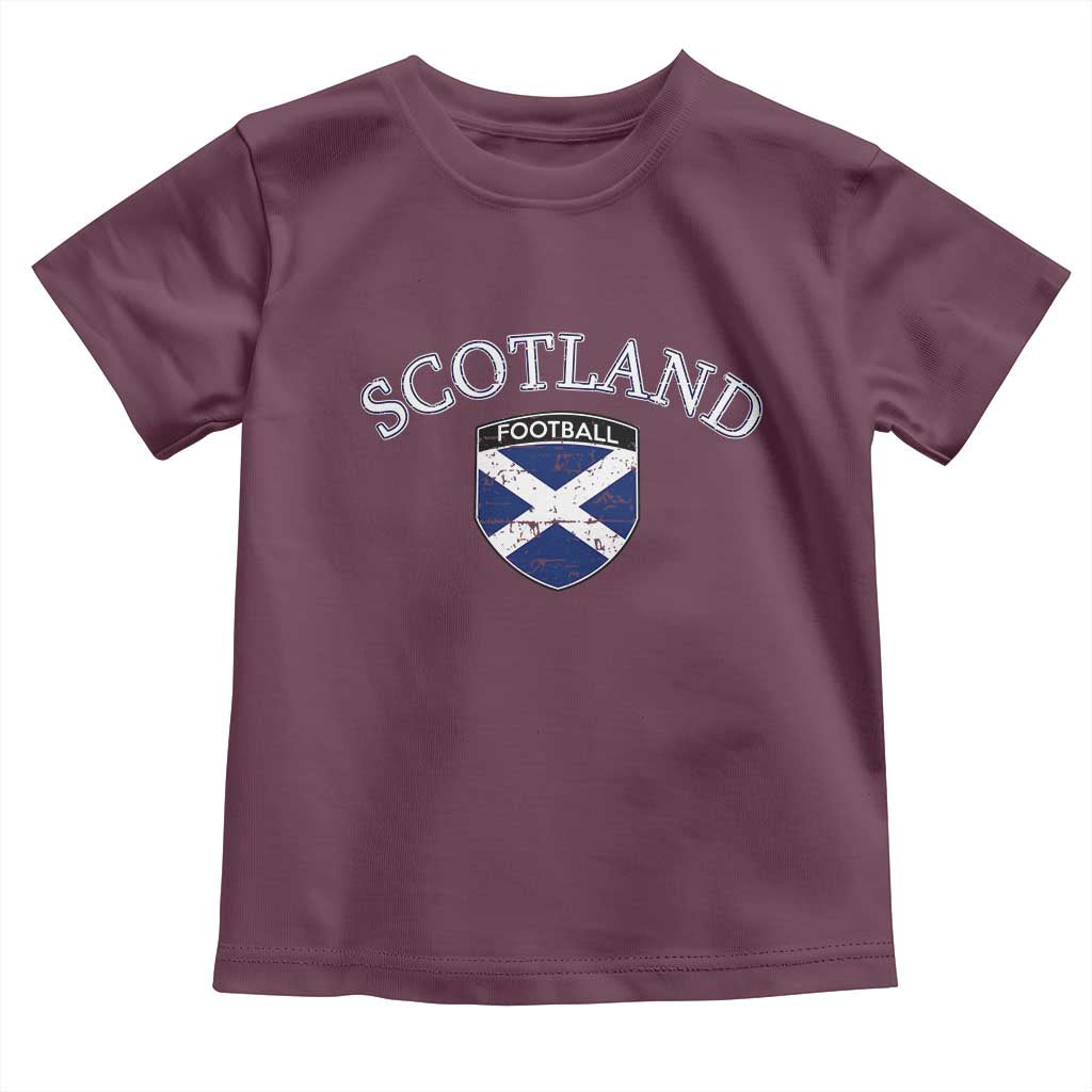 Scotland Football Distressed Shield Saltire Flag Toddler T Shirt Game Day Sports Soccer Fans