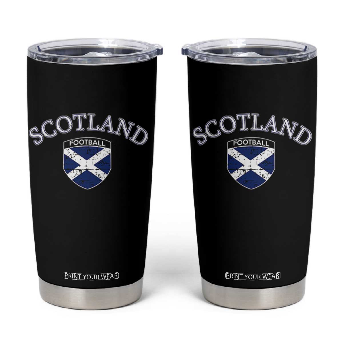 Scotland Football Distressed Shield Saltire Flag Tumbler Cup Game Day Sports Soccer Fans