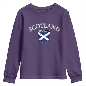 Scotland Football Distressed Shield Saltire Flag Youth Sweatshirt Game Day Sports Soccer Fans