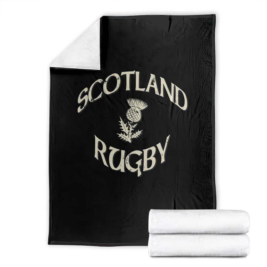 Scotland Rugby Distressed Vintage Traditional Thistle Throw Blanket Sports Fan Game Day