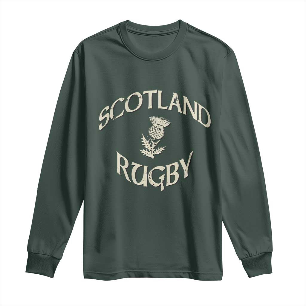 Scotland Rugby Distressed Vintage Traditional Thistle Long Sleeve Shirt Sports Fan Game Day