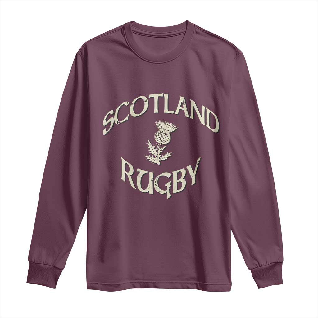 Scotland Rugby Distressed Vintage Traditional Thistle Long Sleeve Shirt Sports Fan Game Day