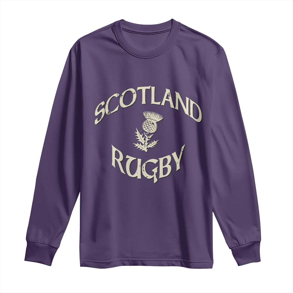 Scotland Rugby Distressed Vintage Traditional Thistle Long Sleeve Shirt Sports Fan Game Day