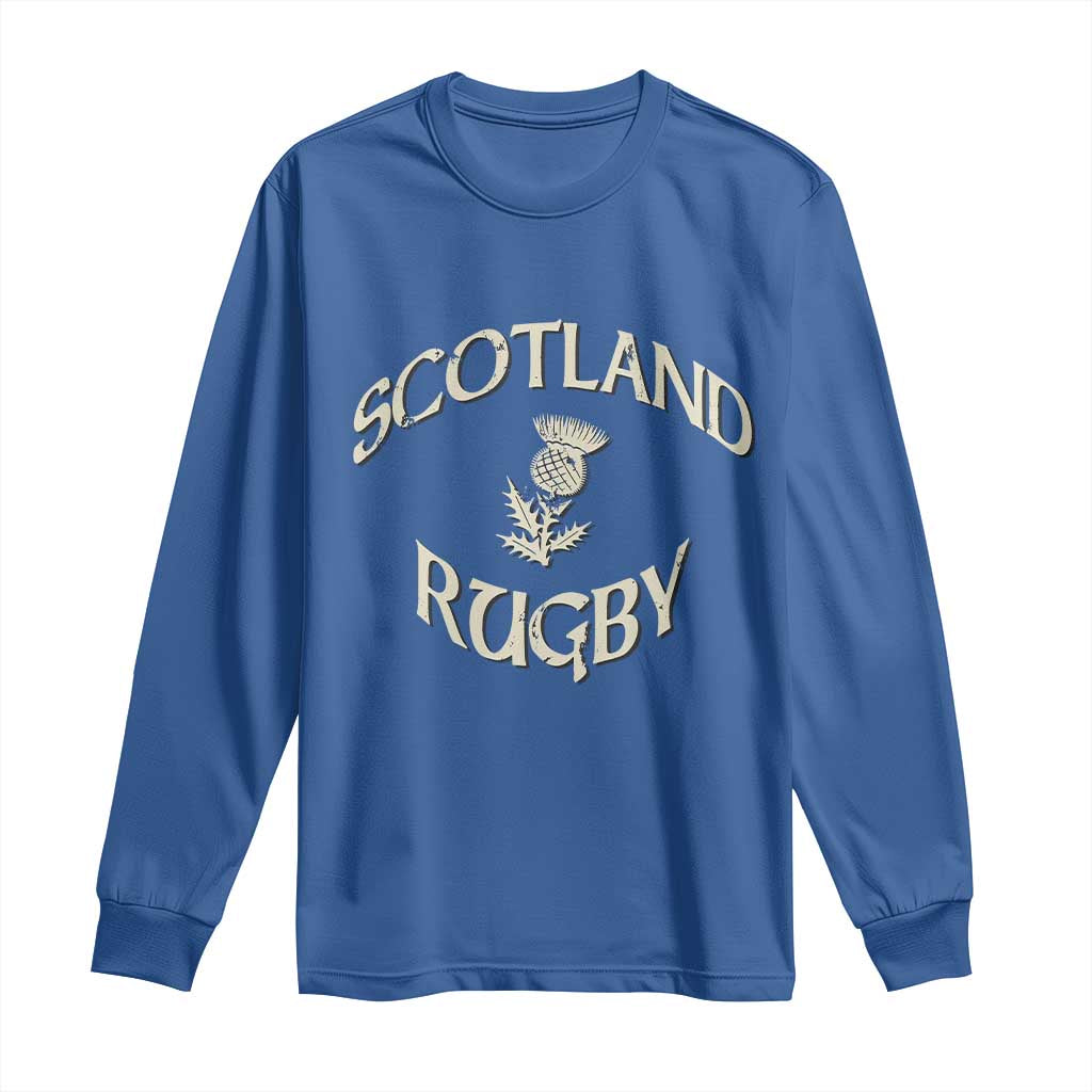 Scotland Rugby Distressed Vintage Traditional Thistle Long Sleeve Shirt Sports Fan Game Day