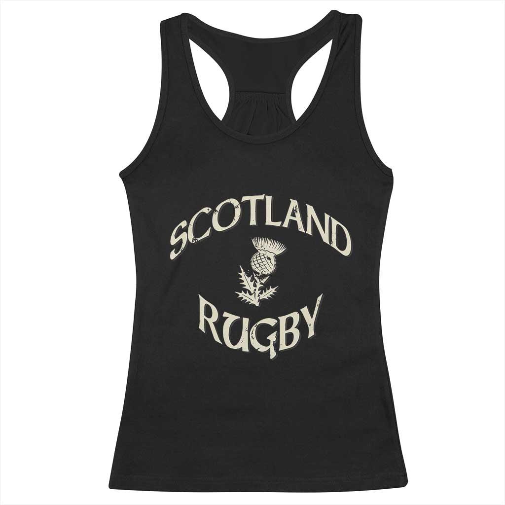Scotland Rugby Distressed Vintage Traditional Thistle Racerback Tank Top Sports Fan Game Day