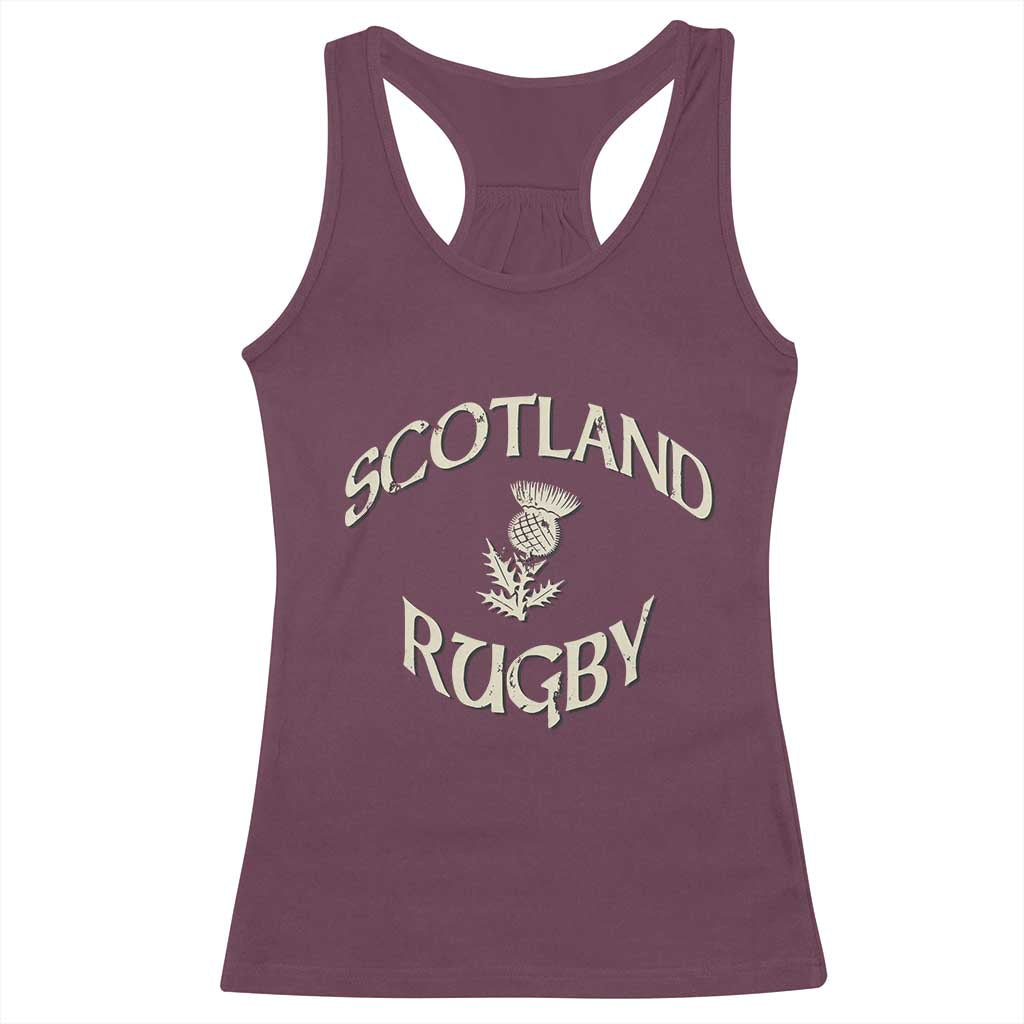 Scotland Rugby Distressed Vintage Traditional Thistle Racerback Tank Top Sports Fan Game Day