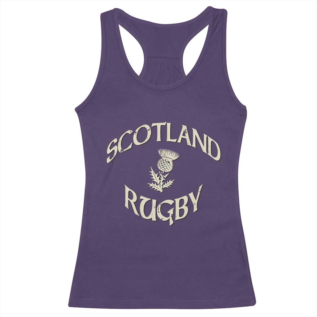 Scotland Rugby Distressed Vintage Traditional Thistle Racerback Tank Top Sports Fan Game Day