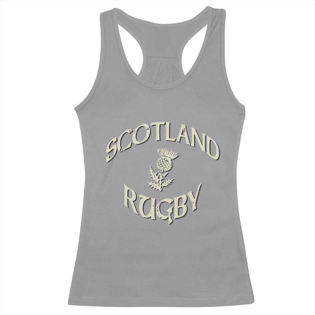Scotland Rugby Distressed Vintage Traditional Thistle Racerback Tank Top Sports Fan Game Day
