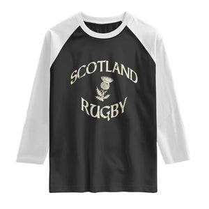 Scotland Rugby Distressed Vintage Traditional Thistle Raglan Shirt Sports Fan Game Day