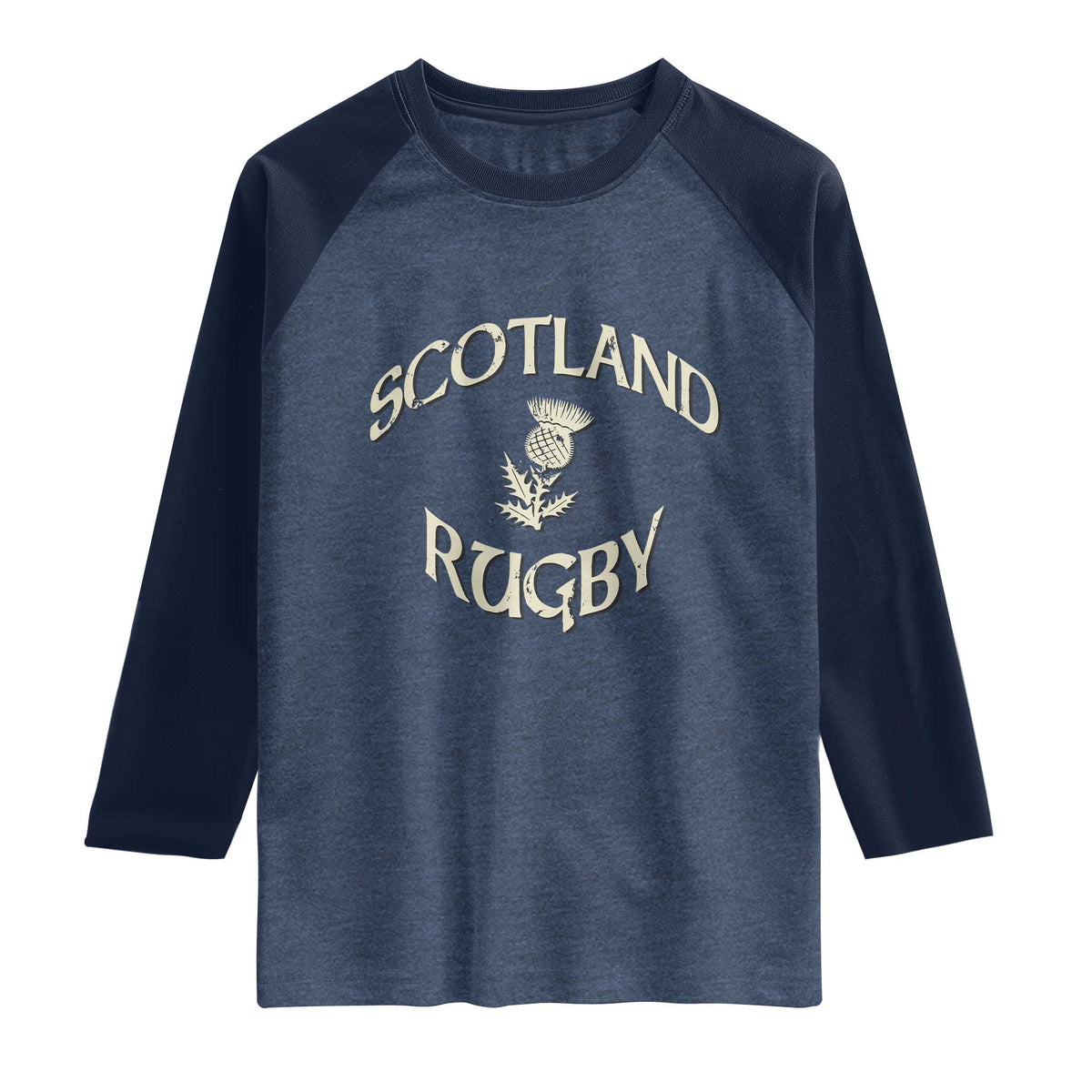 Scotland Rugby Distressed Vintage Traditional Thistle Raglan Shirt Sports Fan Game Day