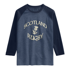 Scotland Rugby Distressed Vintage Traditional Thistle Raglan Shirt Sports Fan Game Day