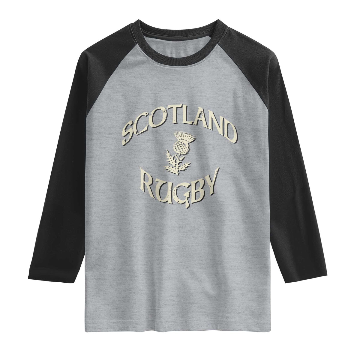 Scotland Rugby Distressed Vintage Traditional Thistle Raglan Shirt Sports Fan Game Day