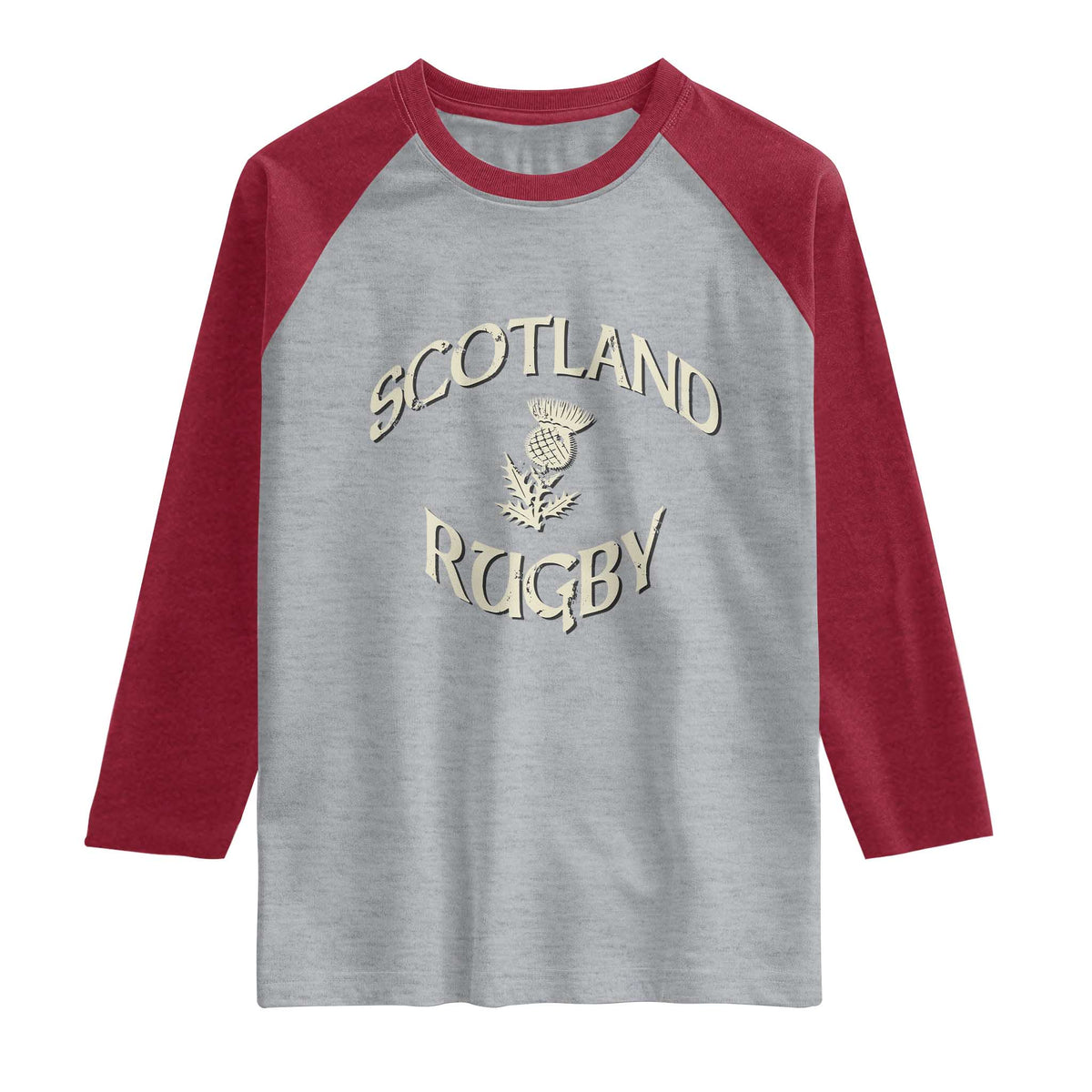 Scotland Rugby Distressed Vintage Traditional Thistle Raglan Shirt Sports Fan Game Day