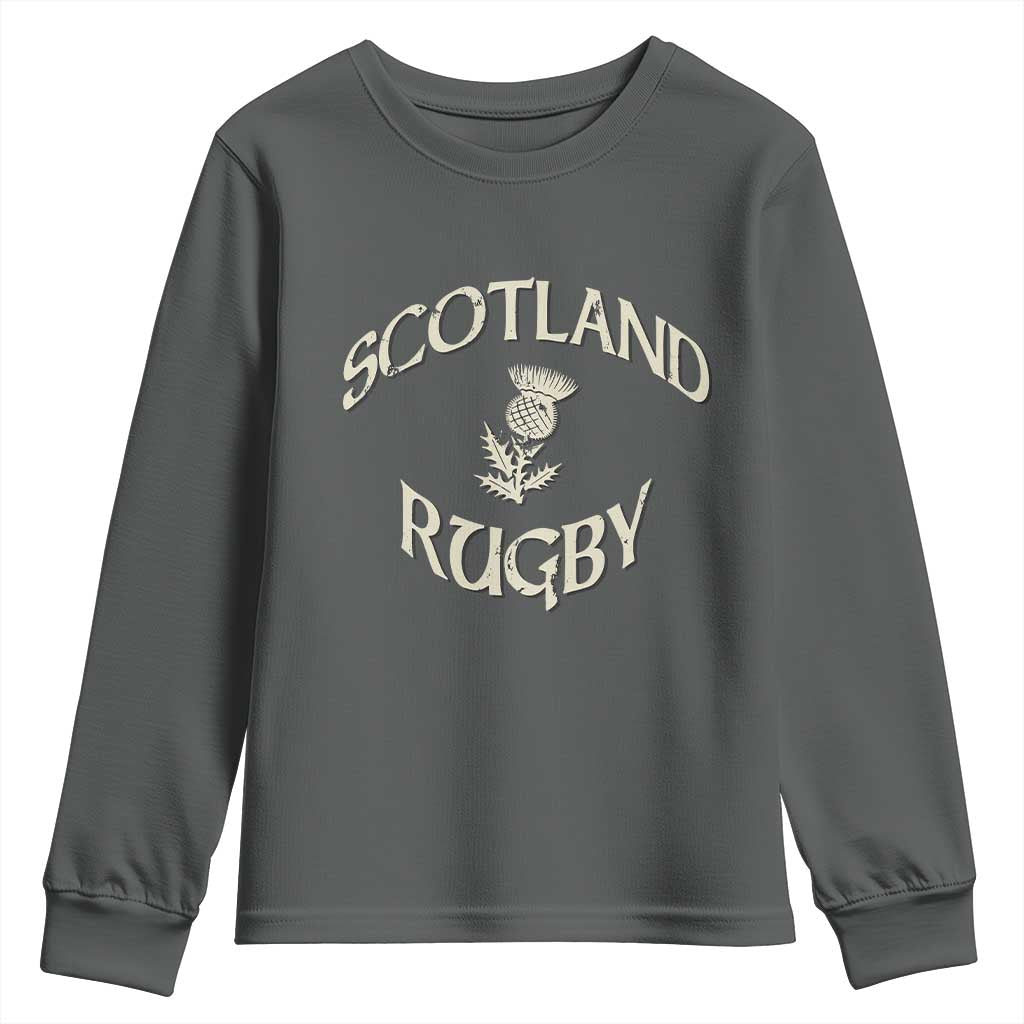 Scotland Rugby Distressed Vintage Traditional Thistle Youth Sweatshirt Sports Fan Game Day