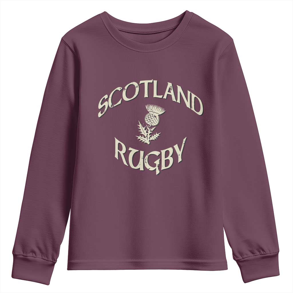 Scotland Rugby Distressed Vintage Traditional Thistle Youth Sweatshirt Sports Fan Game Day