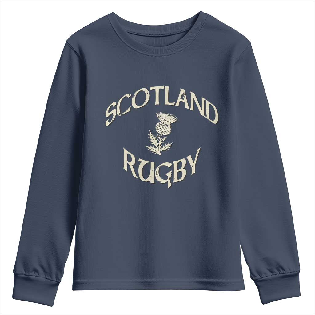Scotland Rugby Distressed Vintage Traditional Thistle Youth Sweatshirt Sports Fan Game Day