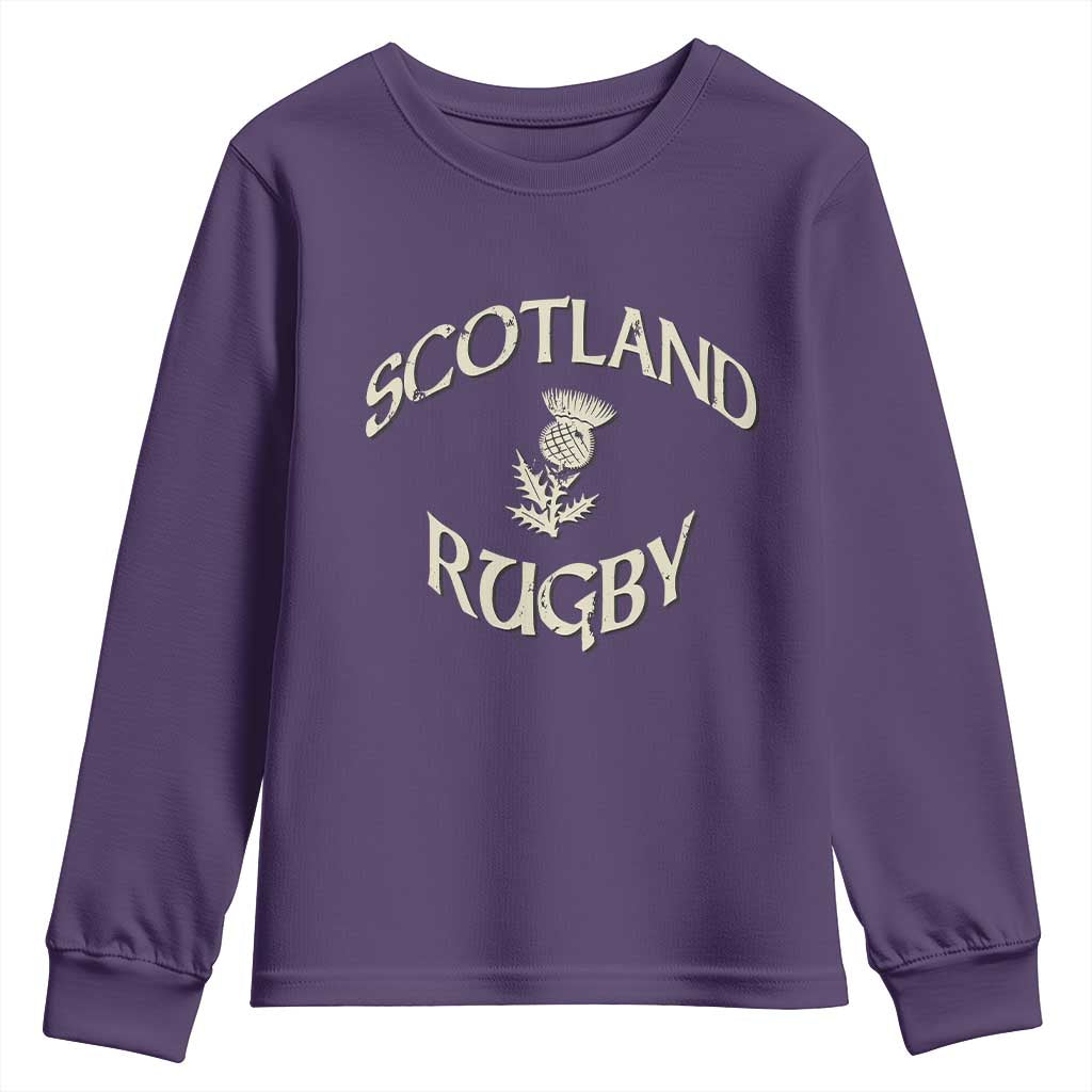 Scotland Rugby Distressed Vintage Traditional Thistle Youth Sweatshirt Sports Fan Game Day