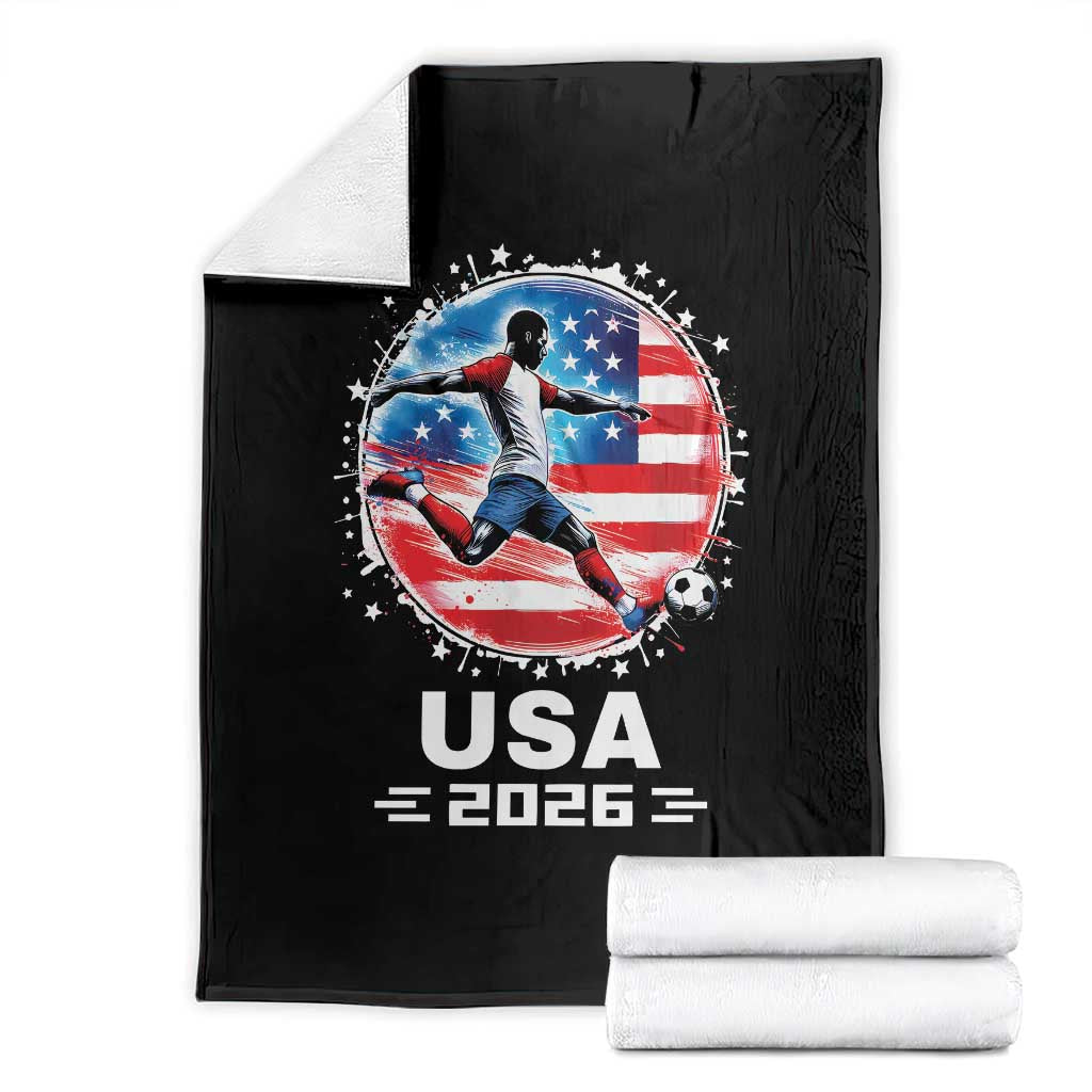 USA Soccer Patriotic Player 2026 Graphic Throw Blanket United States Football Fan Spirit