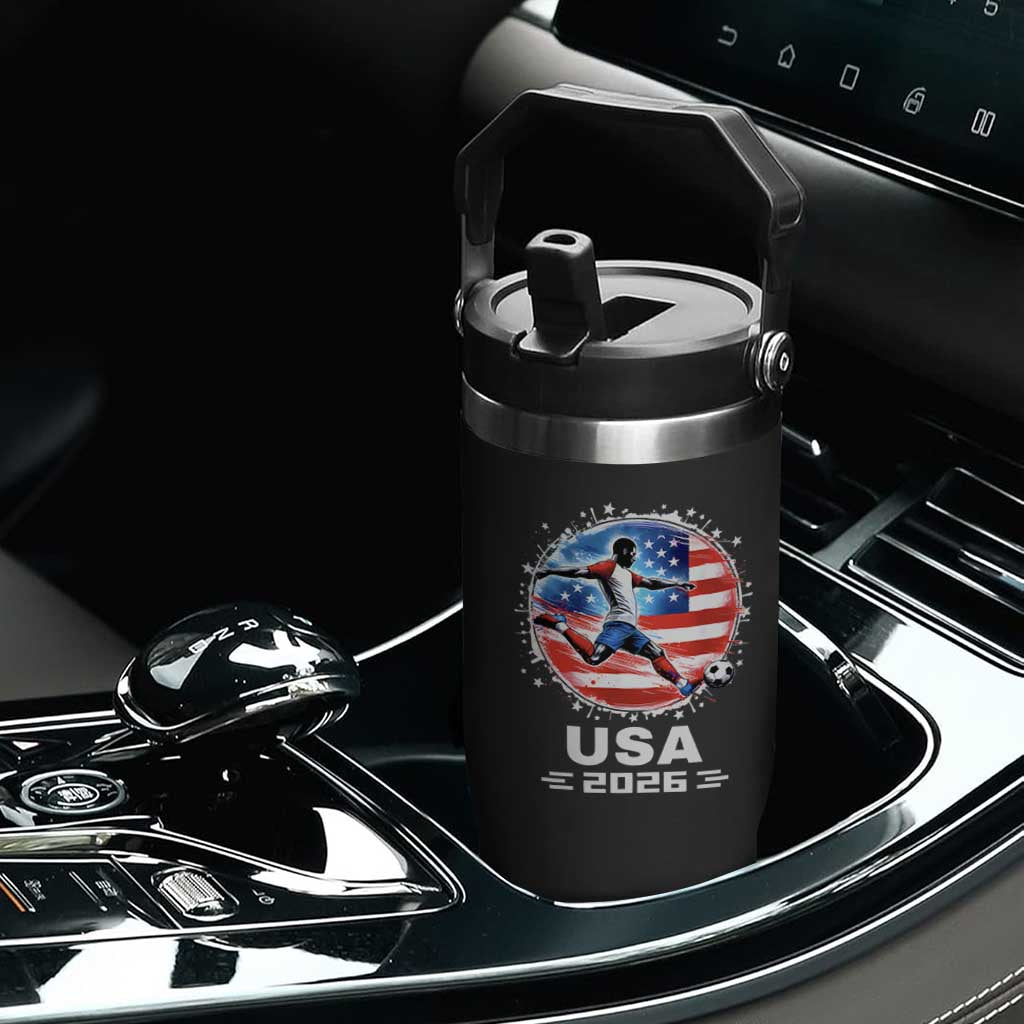 USA Soccer Patriotic Player 2026 Graphic Flip Straw Tumbler United States Football Fan Spirit
