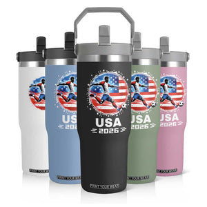 USA Soccer Patriotic Player 2026 Graphic Flip Straw Tumbler United States Football Fan Spirit