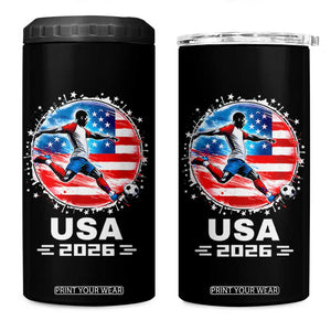 USA Soccer Patriotic Player 2026 Graphic 4 in 1 Can Cooler Tumbler United States Football Fan Spirit