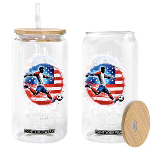 USA Soccer Patriotic Player 2026 Graphic Glass Can United States Football Fan Spirit
