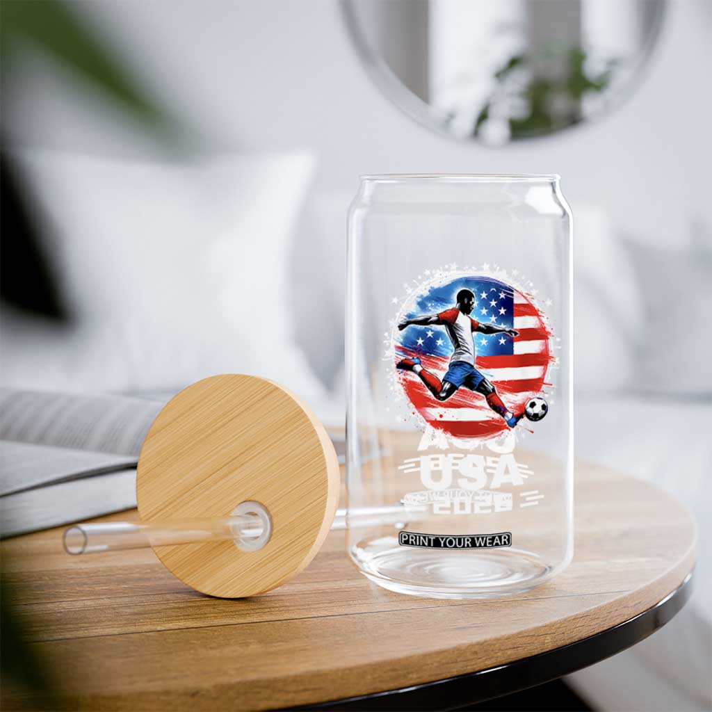 USA Soccer Patriotic Player 2026 Graphic Glass Can United States Football Fan Spirit